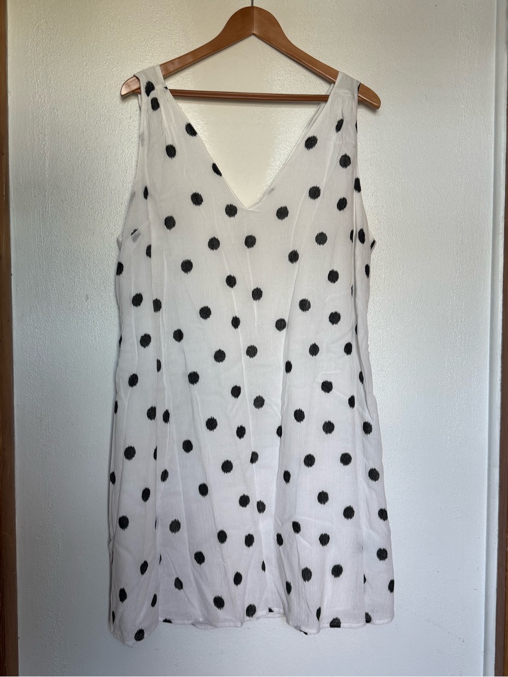 a new day White Sleeveless Dress with Black Polka Dots V-Neck